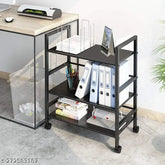 Iron 3-tier kitchen organizer, ideal for oven and microwave storage. A to Z Hub design offers sturdy, durable construction, easy cleanup, and multipurpose use